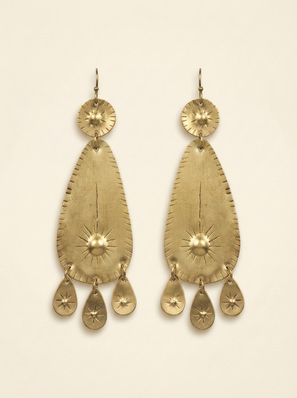 Boho Gold Sunburst Earrings